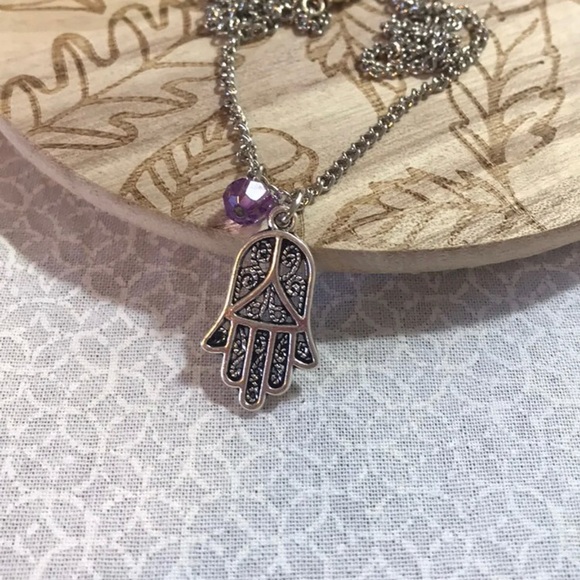 Jewelry - Purple Hamsa Necklace